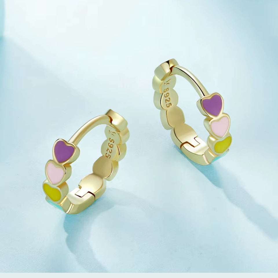 Aretes Corazón Arcoíris
