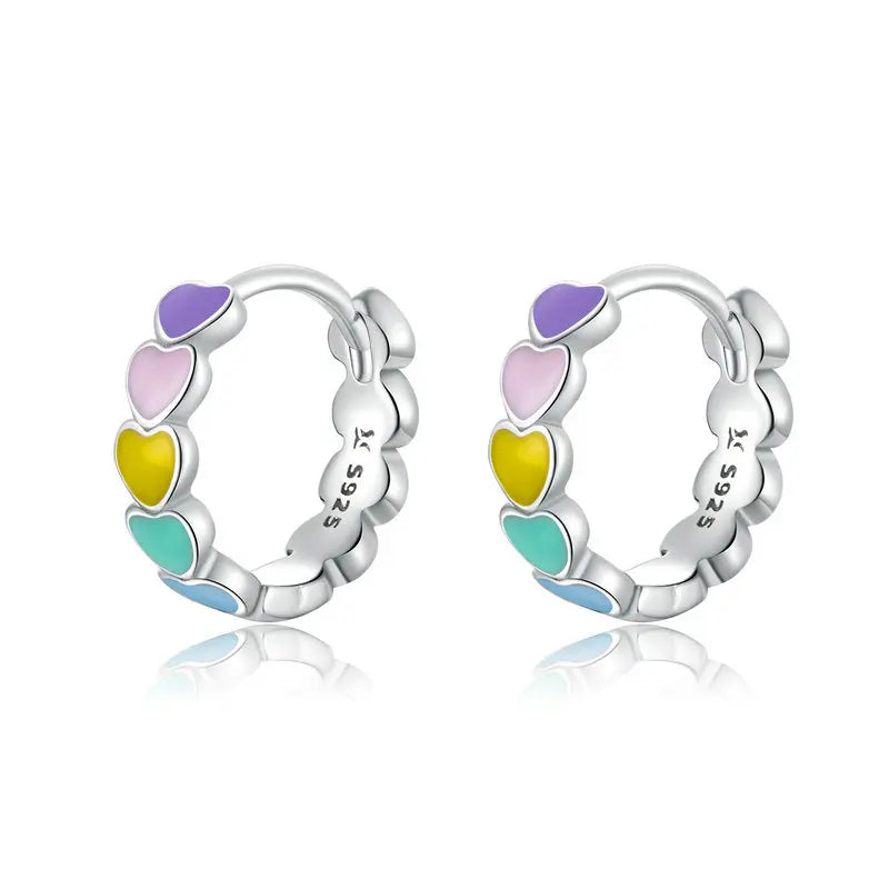 Aretes Corazón Arcoíris